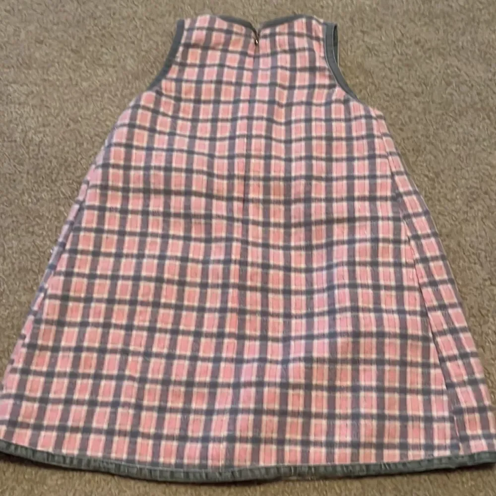 The Children’s Place Pink and Gray Plaid Sleeveless Wool Formal Dress- 3T Vintag